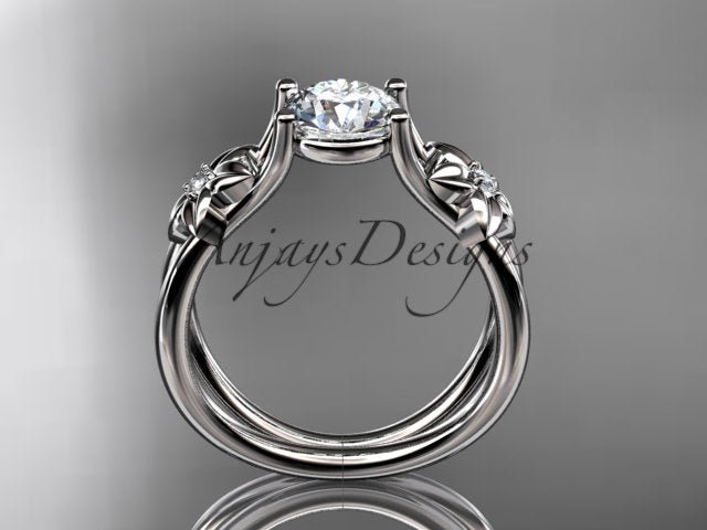 Flower Engagement Ring 1 Carat Round Lab Grown Diamond Nature Inspired Engagement Ring Unique Diamond Ring - AnjaysDesigns