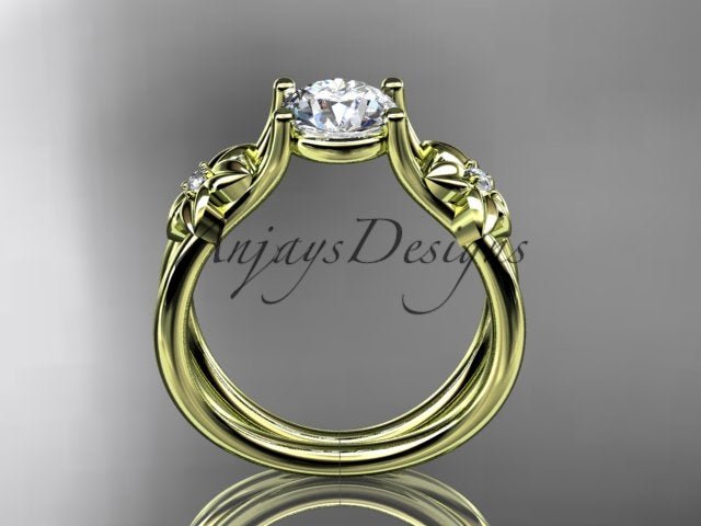Flower Engagement Ring 1 Carat Round Lab Grown Diamond Nature Inspired Engagement Ring Unique Diamond Ring - AnjaysDesigns
