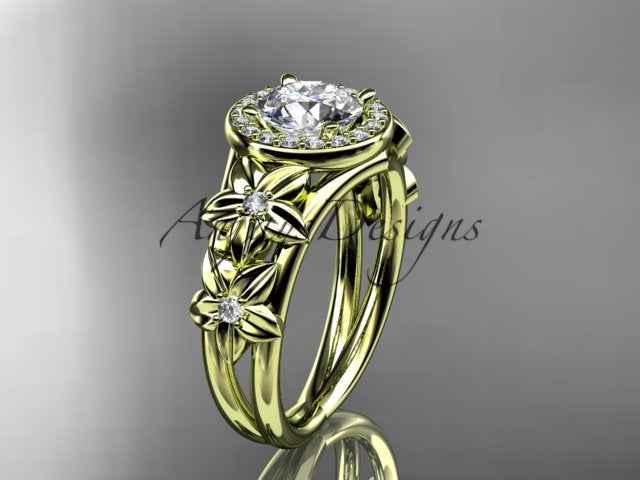 1 Carat Round Lab Grown Diamond Halo Engagement Ring Flower Diamond Ring D VS1 Floral Proposal Ring