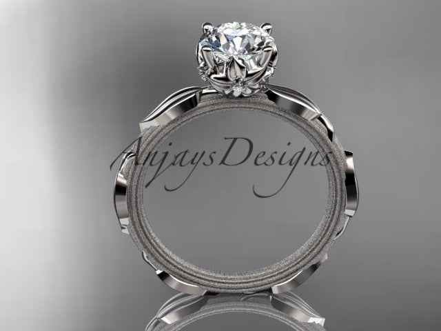 Nature Inspired Diamond Engagement Ring Round 1 Carat Round Lab Grown Diamond Leaf Vine Branch Wedding Ring Dainty Ring