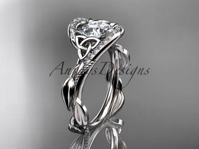 1 CT Round Cut Lab Grown Diamond Celtic Ring VS1 D CVD Nature Inspired Ring Unique IGI Certified Proposal Ring - AnjaysDesigns