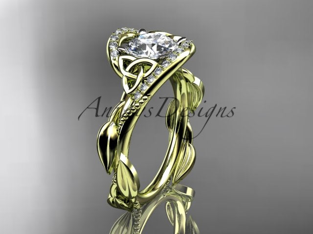 1 CT Round Cut Lab Grown Diamond Celtic Ring VS1 D CVD Nature Inspired Ring Unique IGI Certified Proposal Ring
