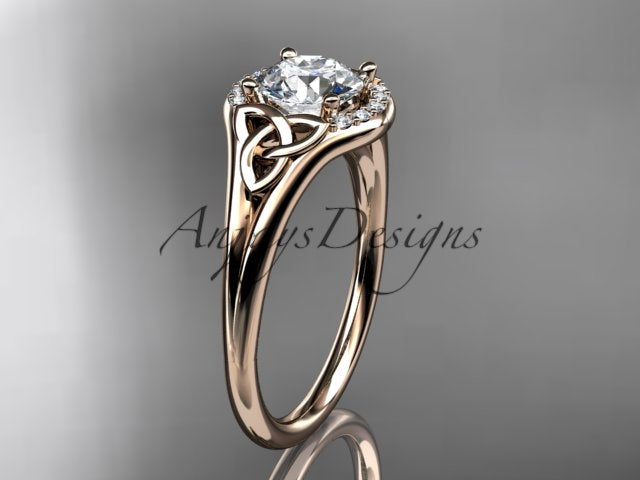 1 CT Round Lab Grown Diamond Halo Engagement Ring Celtic Trinity Knot Ring Round Cut CVD Diamond Ring
