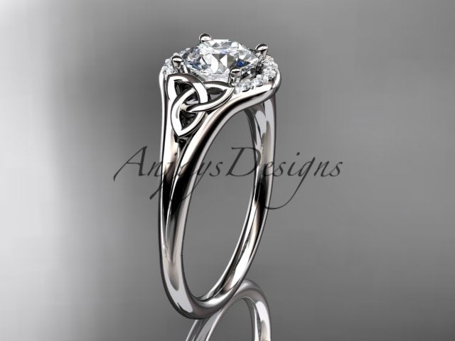 1 CT Round Lab Grown Diamond Halo Engagement Ring Celtic Trinity Knot Ring Round Cut CVD Diamond Ring