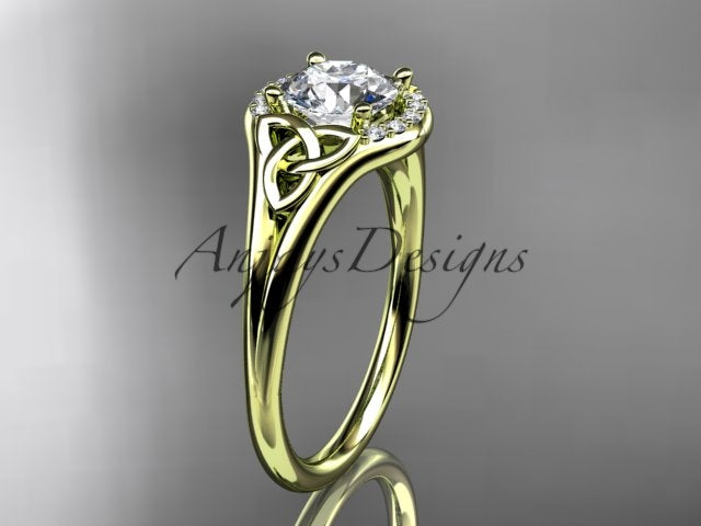 1 CT Round Lab Grown Diamond Halo Engagement Ring Celtic Trinity Knot Ring Round Cut CVD Diamond Ring