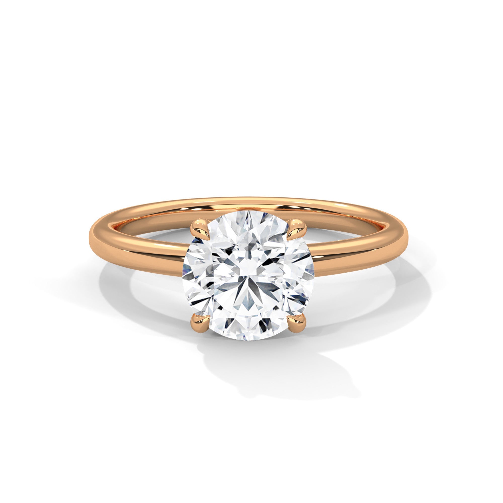 2 Carat Solitaire Engagement Ring Round Lab Grown Diamond Ring Minimalist IGI Certified 4 Prong