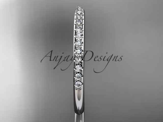 Half Diamond Stacking Eternity Ring 14k Solid Gold 2mm Thin Women's Wedding Band Minimalist Jewelry Anniversary Gift For Her