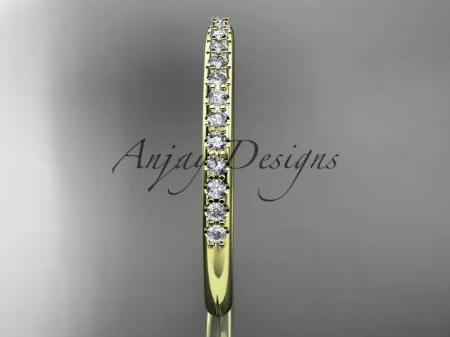 Half Diamond Stacking Eternity Ring 14k Solid Gold 2mm Thin Women's Wedding Band Minimalist Jewelry Anniversary Gift For Her - AnjaysDesigns