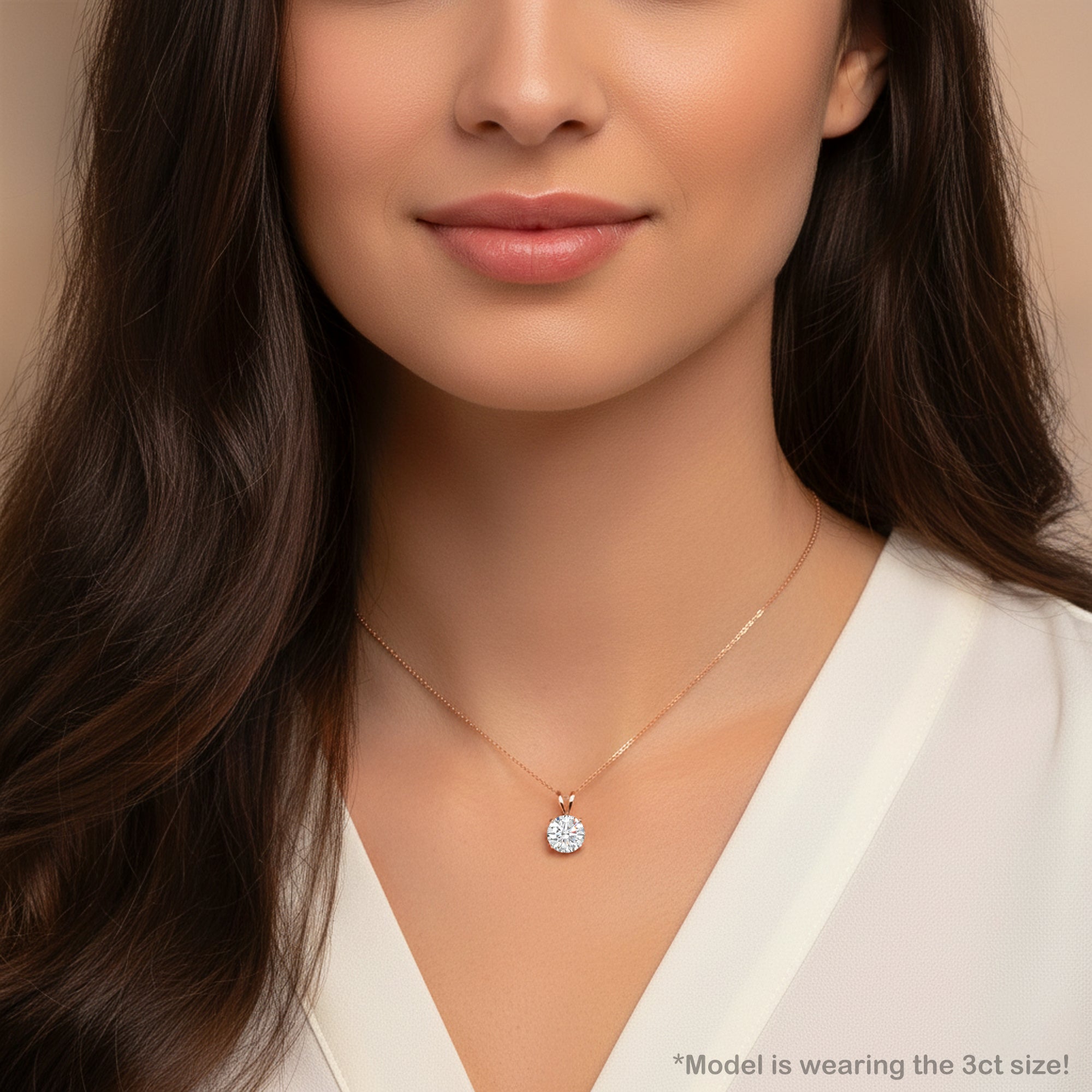 Lab Grown Diamond Solitaire Pendant 14K Gold Diamond Necklace IGI Certified 4 Prong Dainty Minimalist Pendant Perfect Gift - AnjaysDesigns