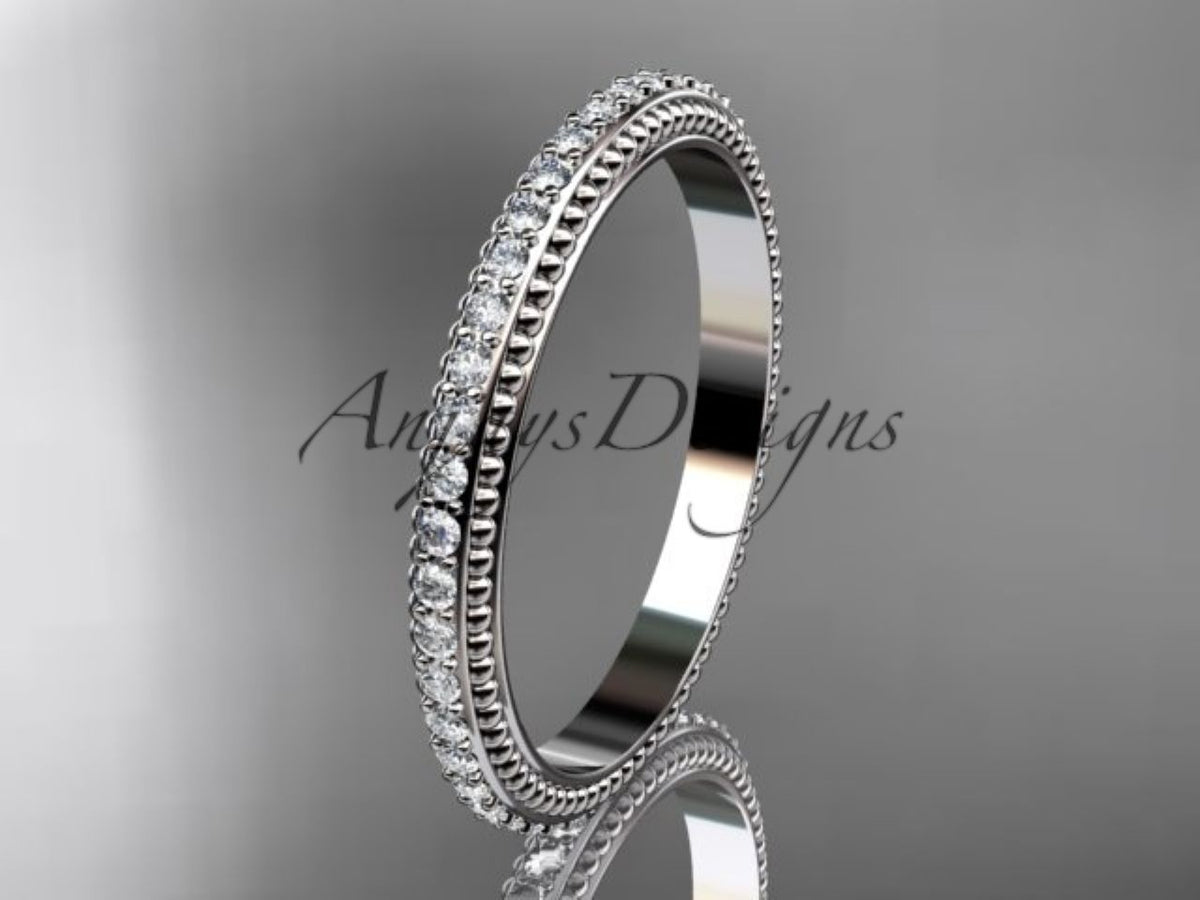 2.1 mm wide rose gold diamond wedding band