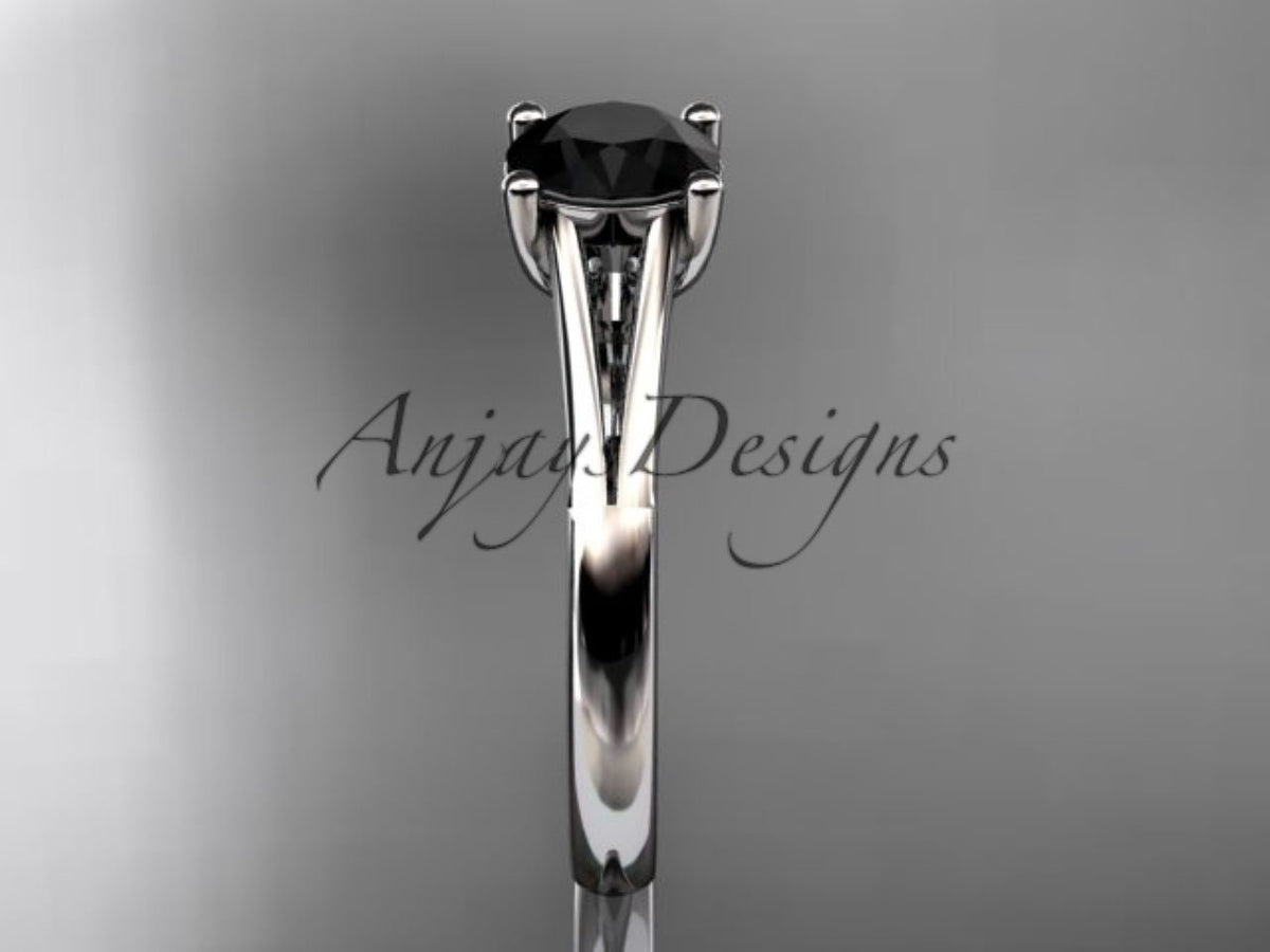 Side profile of the ADER109 black diamond engagement ring