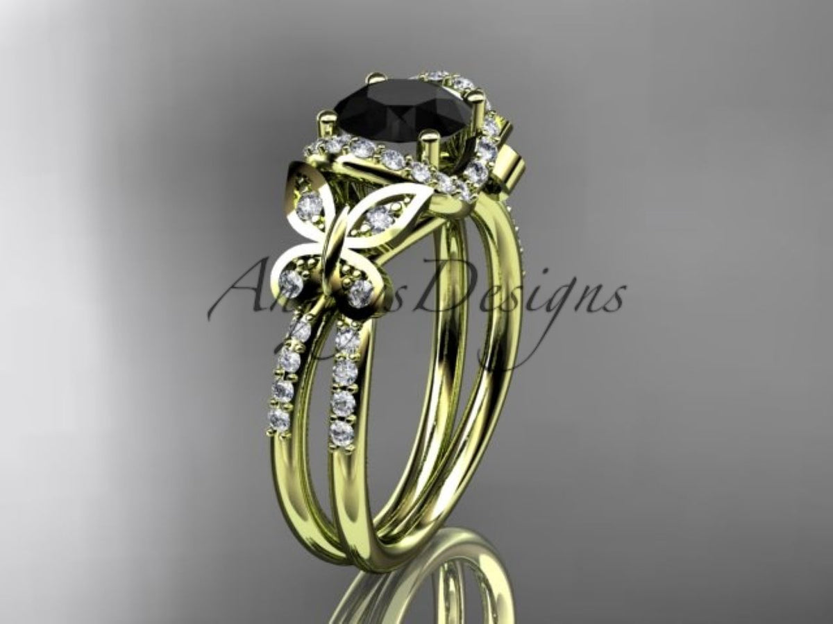 1.0-carat black diamond in a white gold engagement ring