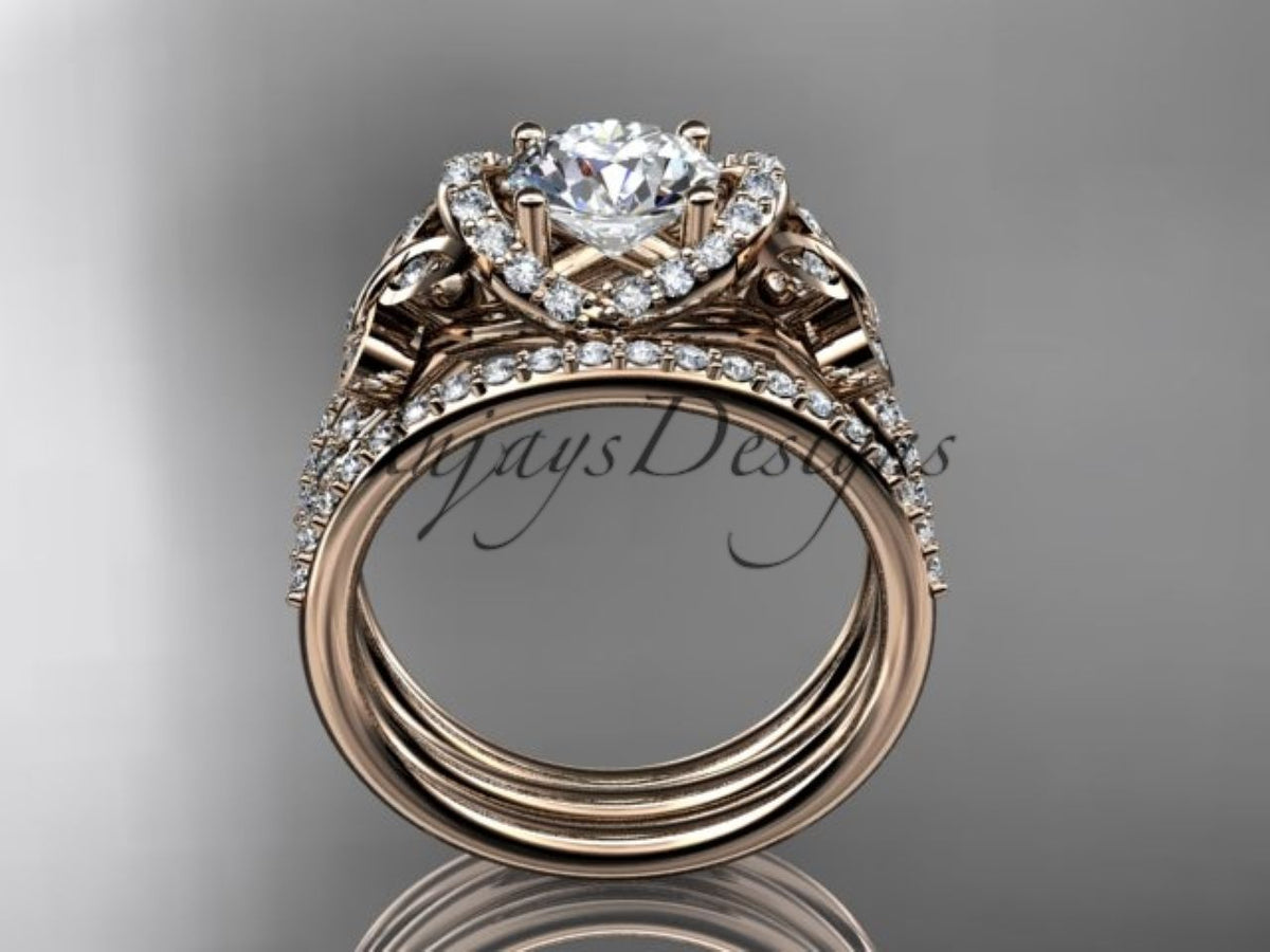 CVD lab-grown diamond ring with sculpted butterfly centerpiece