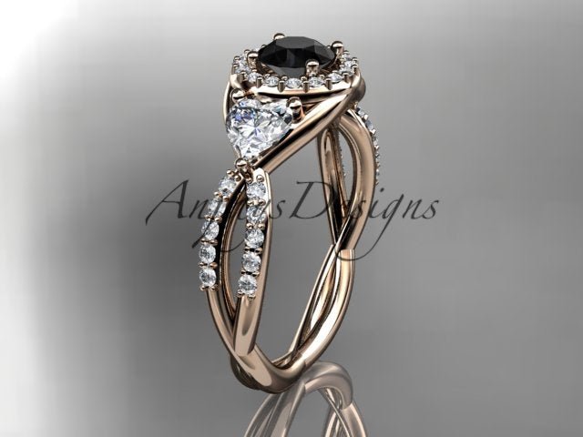 1-carat black diamond in a rose gold engagement ring