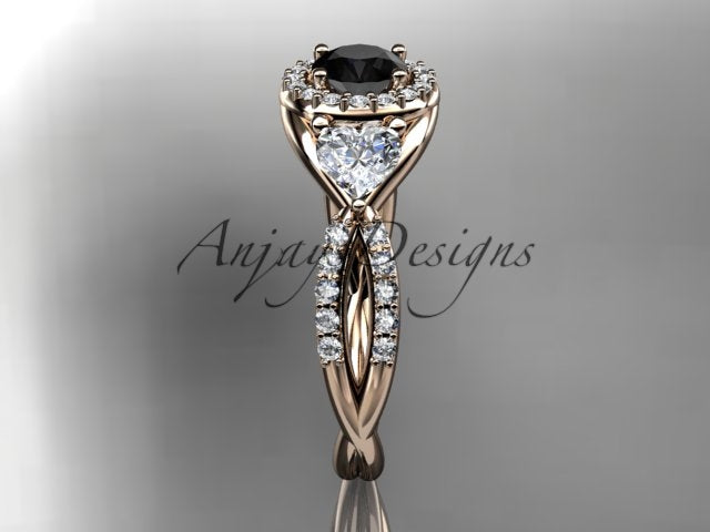 Close-up of the black diamond and surrounding diamond accents