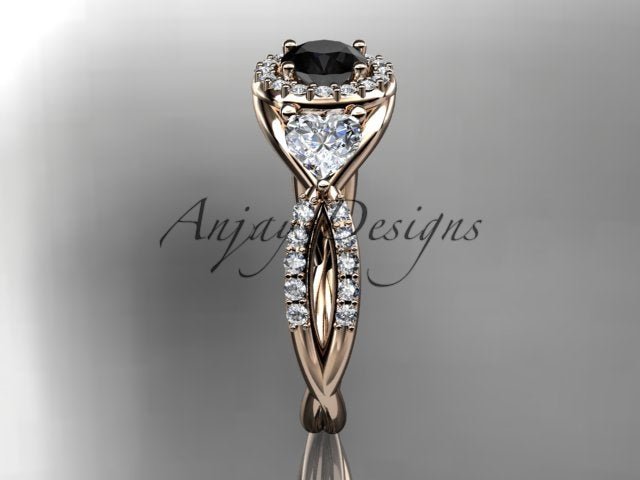 Close-up of the black diamond and surrounding diamond accents