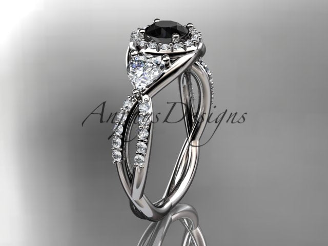 ADLR321 14K rose gold black diamond crossover engagement ring