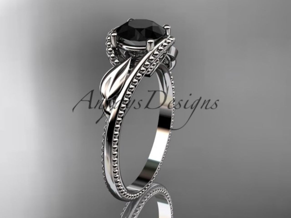 ADLR322 14K white gold black diamond engagement ring