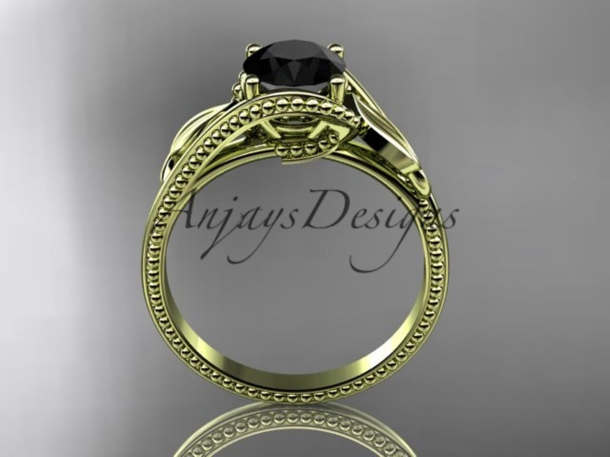Polished white gold ring with decorative leaf accents