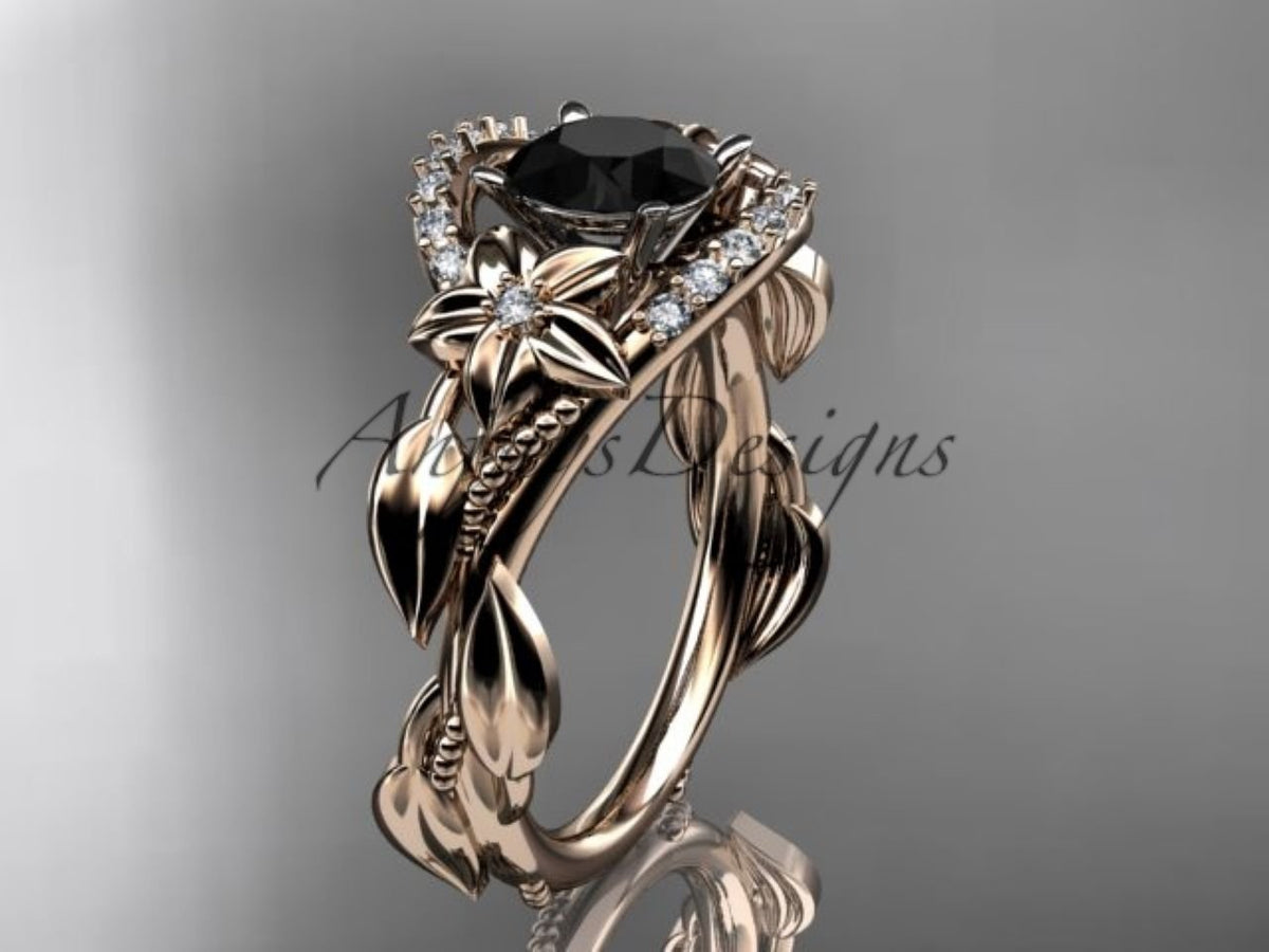 ADLR326 14K rose gold enhanced black diamond engagement ring