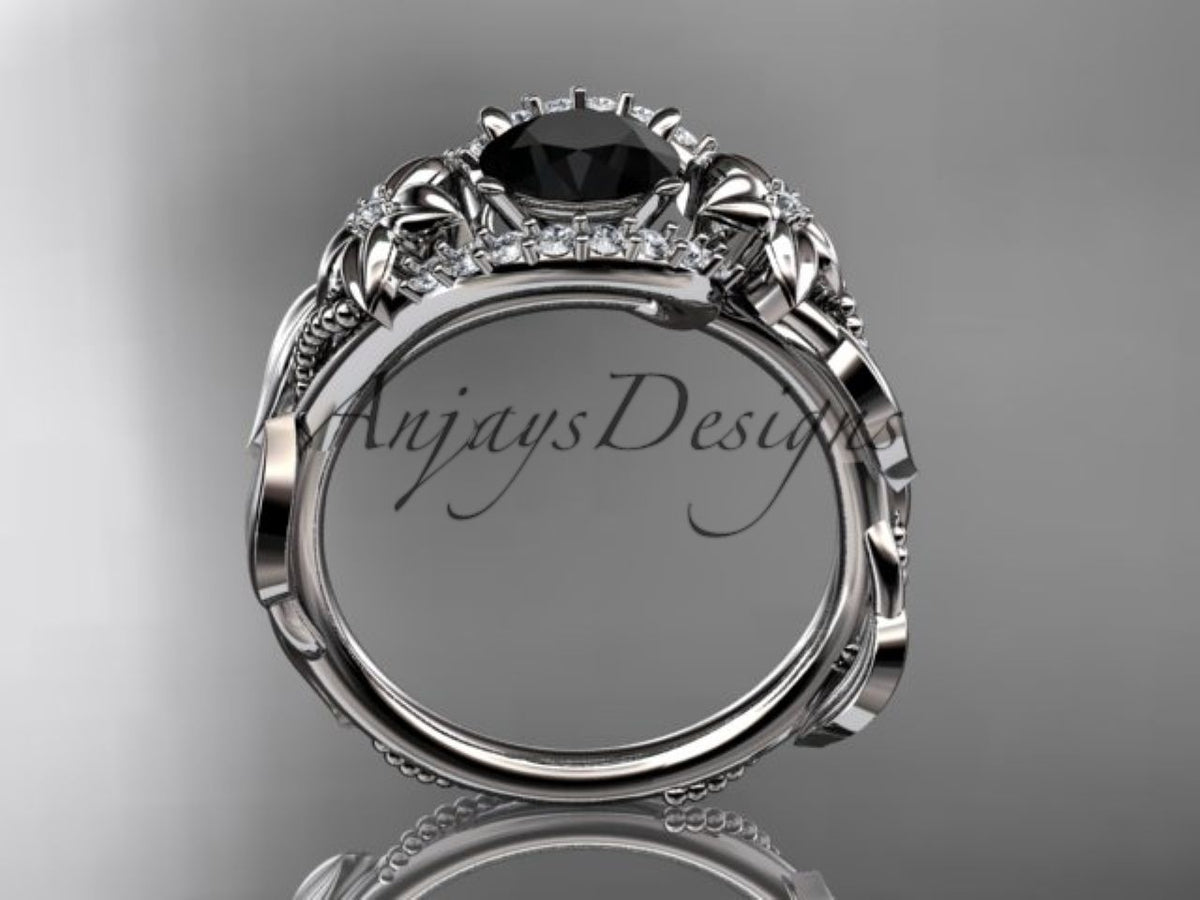 Diamond accents along the sculpted botanical setting