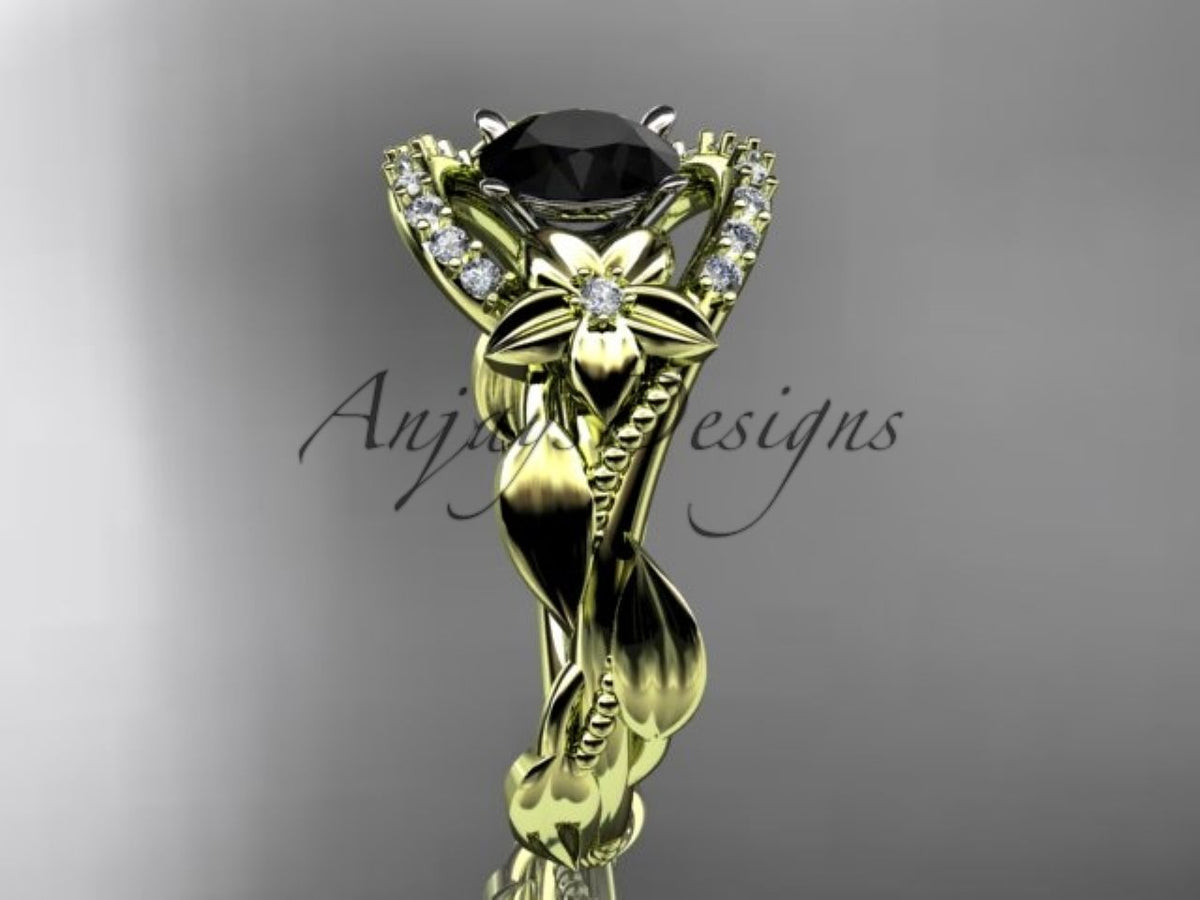 Detailed leaf motifs surrounding the enhanced black diamond