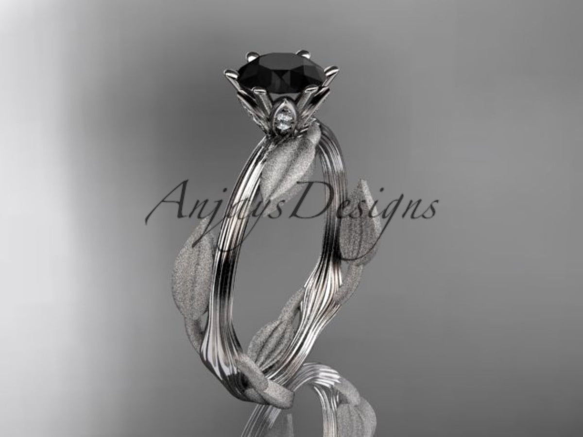 1-carat enhanced black diamond in a yellow gold engagement ring