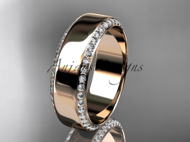 Close-up of diamonds set along the edge of the white gold ring