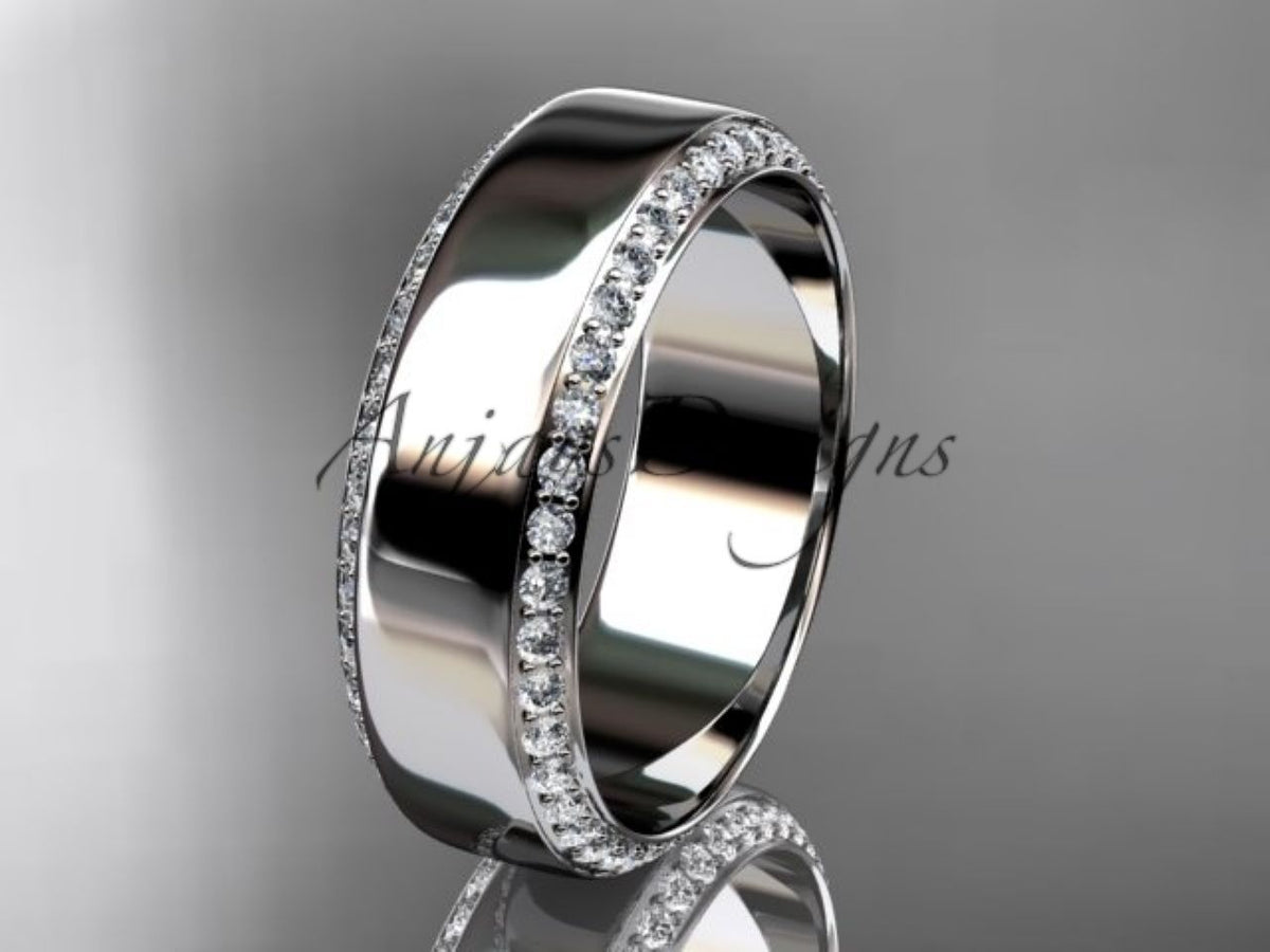 ADLR380B 14K white gold classic diamond wedding band