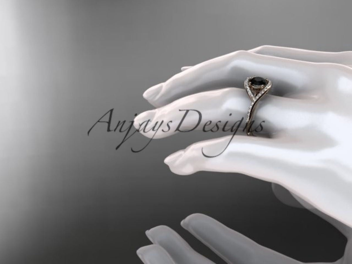 Lab-grown diamond accents along the sweeping rose gold band