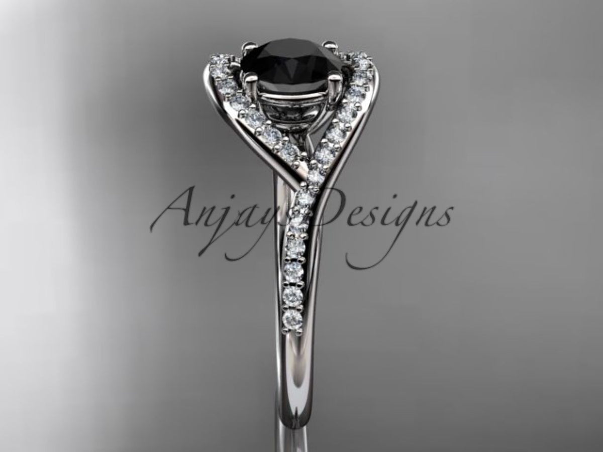 Curved rose gold band with sparkling diamond accents