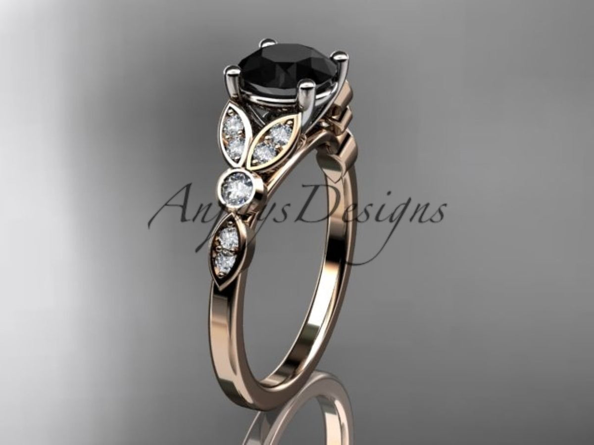 ADLR387 14K rose gold enhanced black diamond engagement ring
