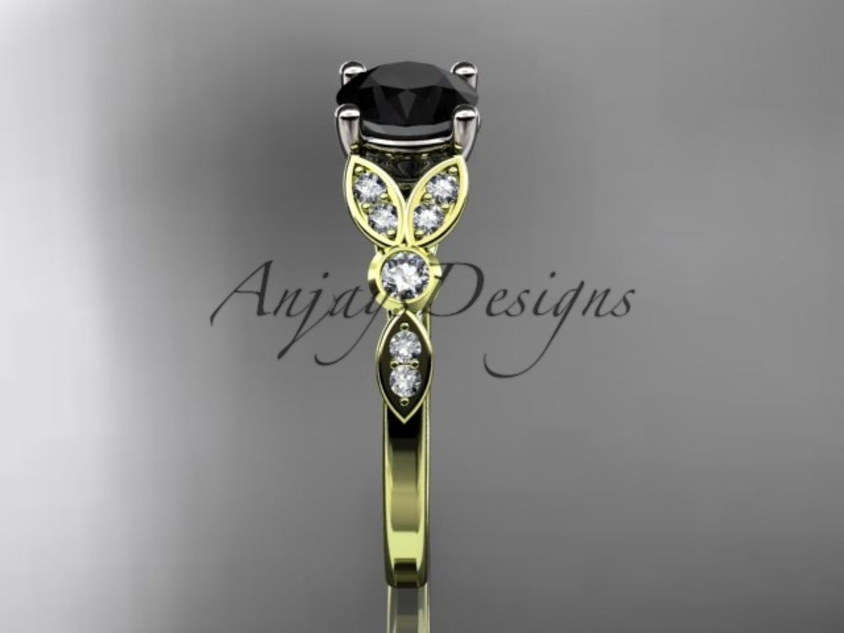 Marquise diamond accents framing the black diamond center