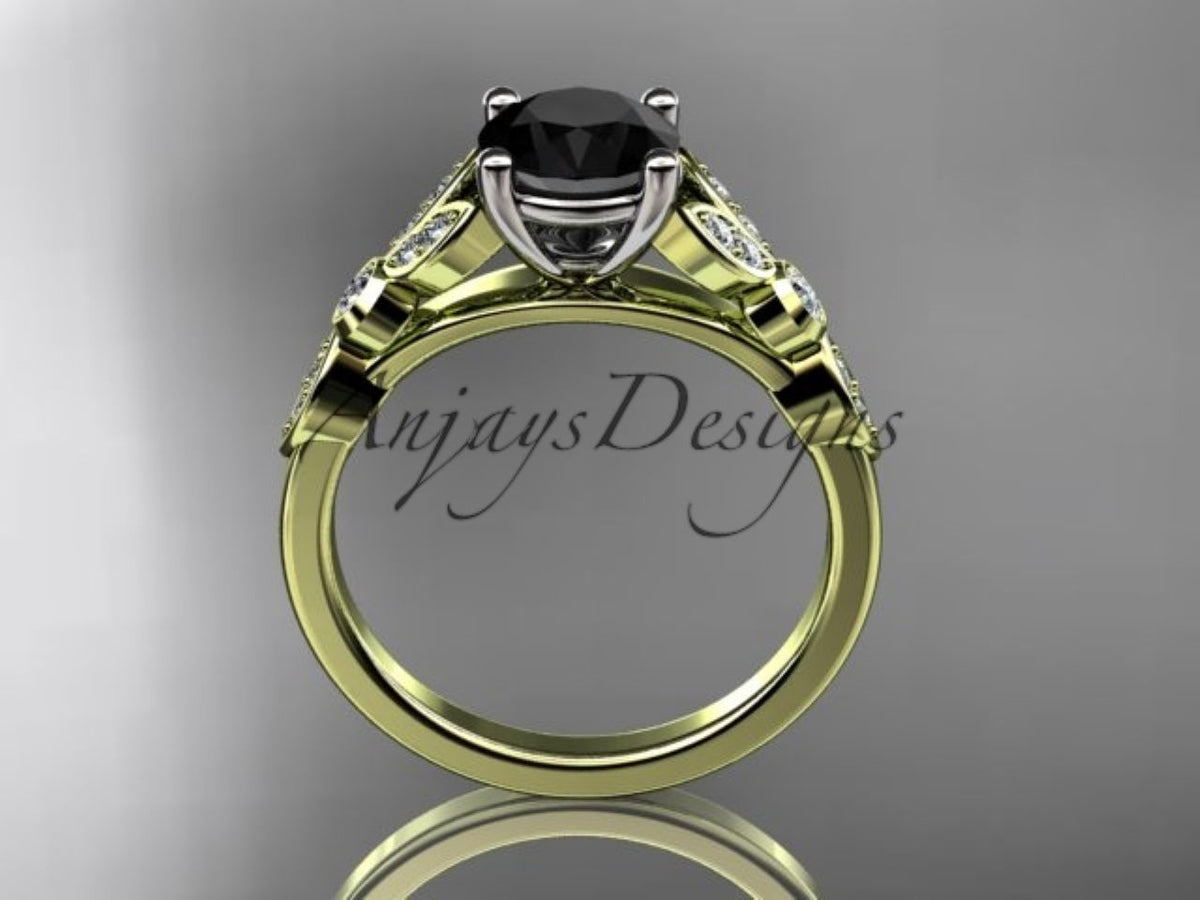 ADLR387 rose gold black diamond engagement ring product detail