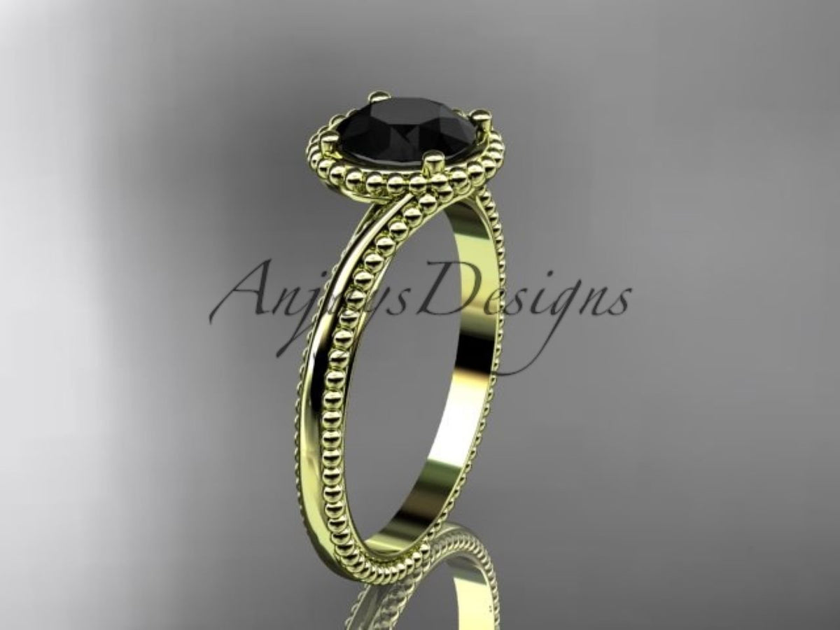 Detailed view of the black diamond and decorative setting