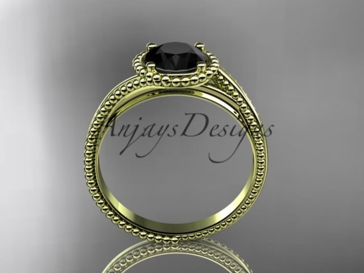 ADLR389 black diamond solitaire ring product detail