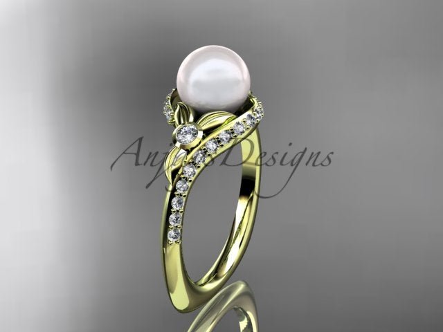 Three-quarter studio angle showing brilliant white gold luster and smooth pearl radiance