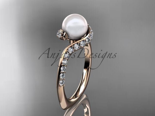 Angled view highlighting the organic twisting vine design of the ring