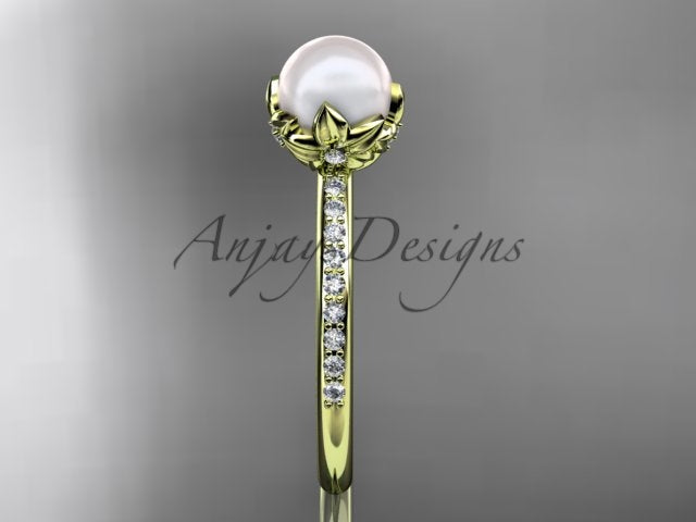 Open presentation gift box housing the white gold pearl crown engagement ring AP92
