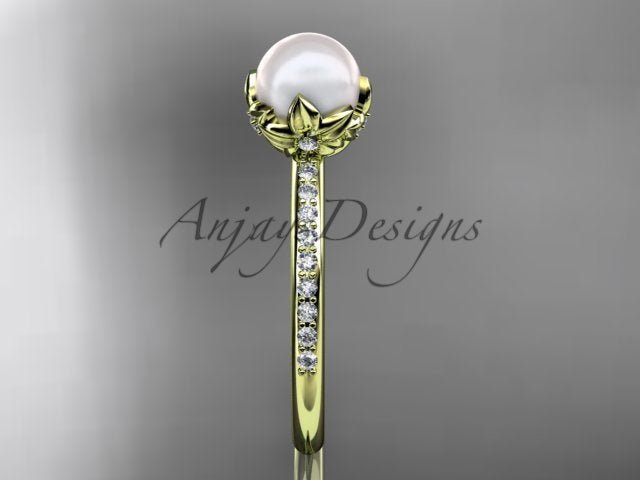 Open presentation gift box housing the white gold pearl crown engagement ring AP92