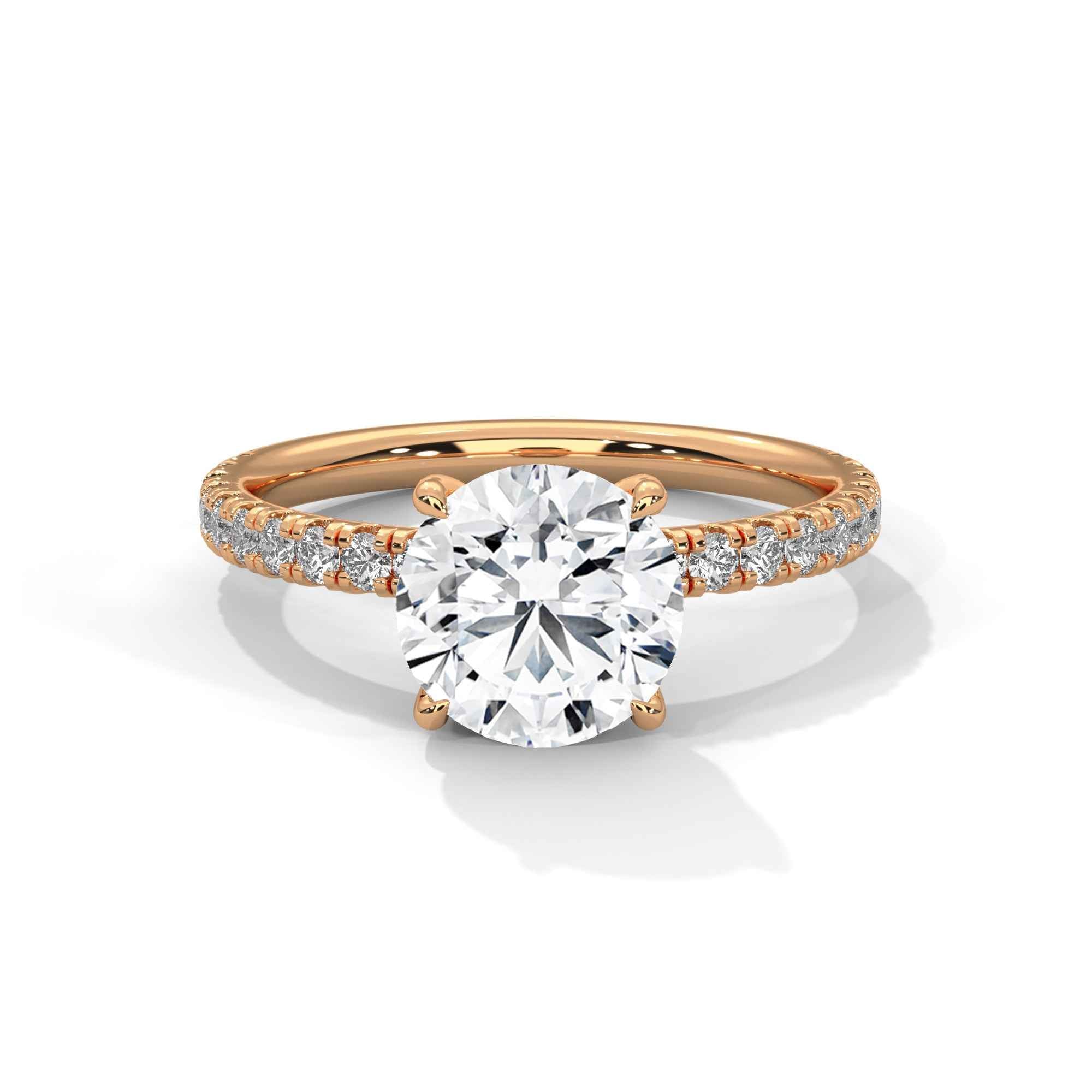 2 Carat Round Cut Lab Grown Diamond Hidden Halo Engagement Ring