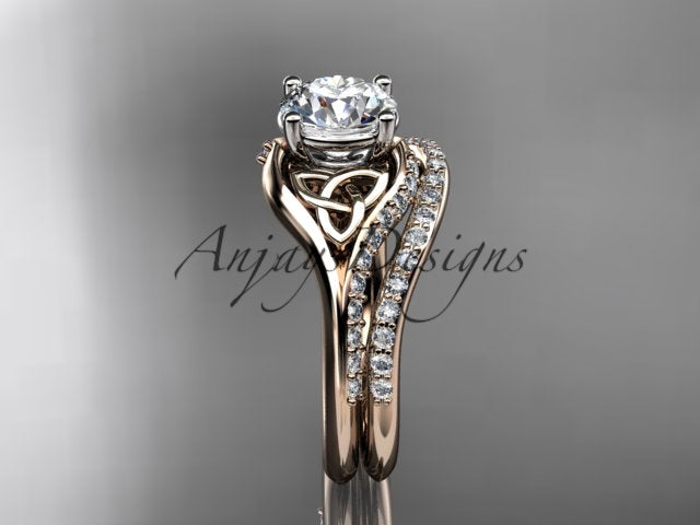 Celtic Trinity Knot bridal set in white gold