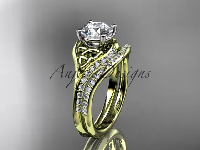 Celtic Trinity Knot bridal set with matching diamond band
