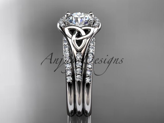 Celtic Trinity Knot engagement ring with two matching bands
