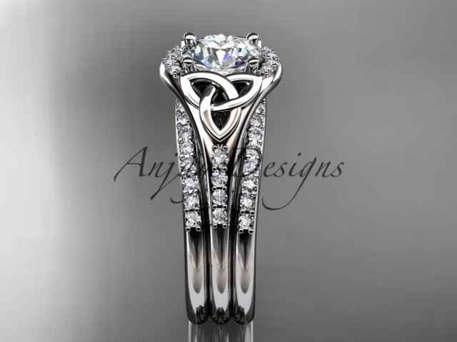 Celtic Trinity Knot Three-Ring Bridal Set – Matching Diamond Bands