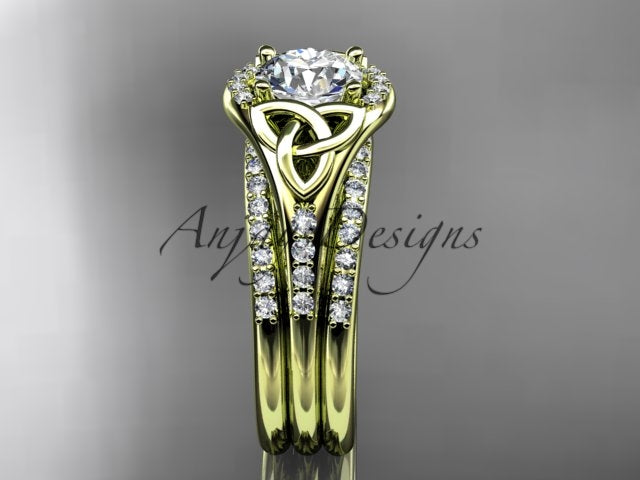 Celtic diamond bridal set showing intricate knot details
