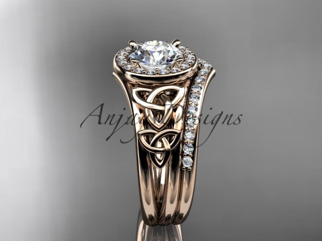 Celtic bridal set with round center diamond