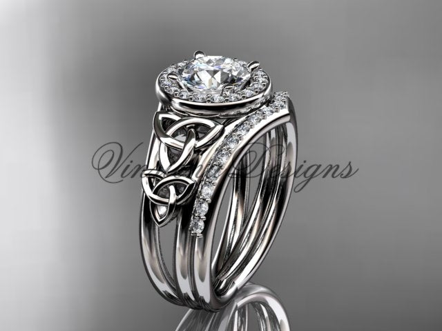Celtic knot diamond engagement ring
