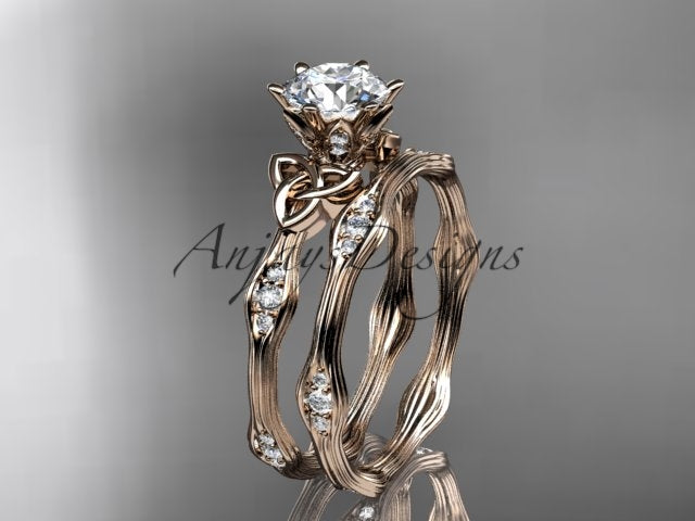 Celtic bridal set side view with matching wedding band