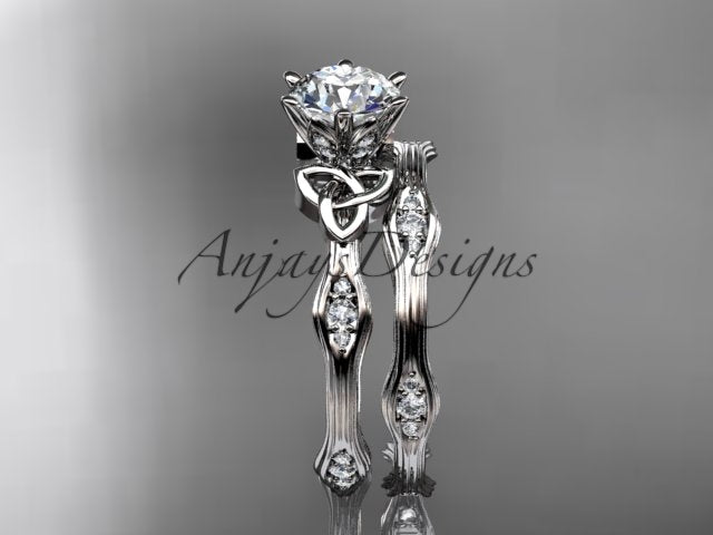 Celtic bridal set with round lab grown diamond